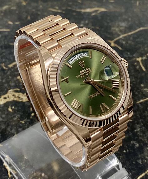 rolex day date gold green dial|rolex day date gold price.